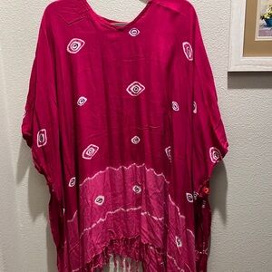 Kindia pink & white tie dye Kaftan sleeves have buttons